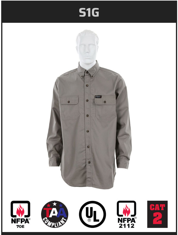 S1G -MCR Safety Summit Flame Resistant (FR) Shirt – Large Gray