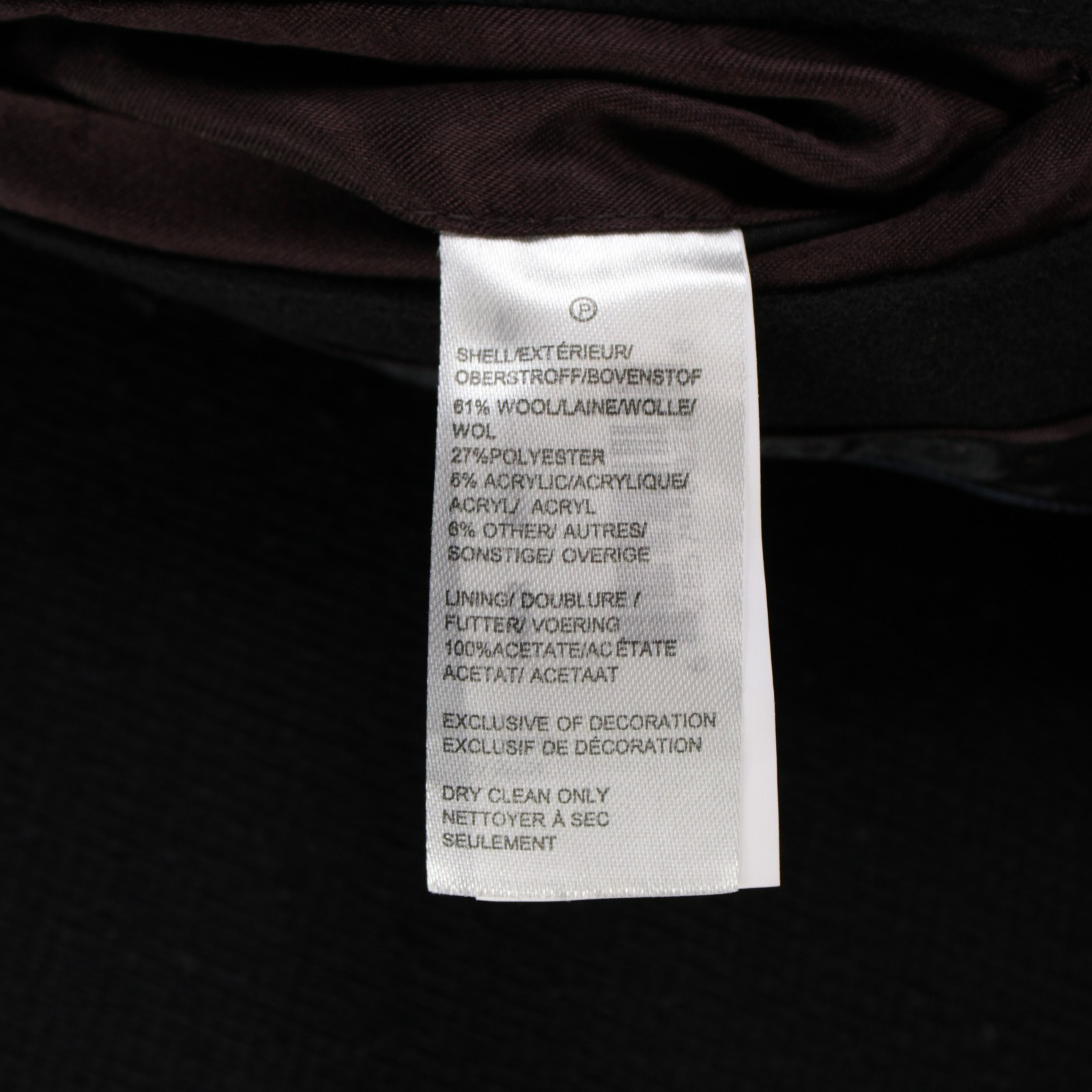 Cardinal of Canada NWT Wool Blend Top Coat Size 42R US In Solid Black