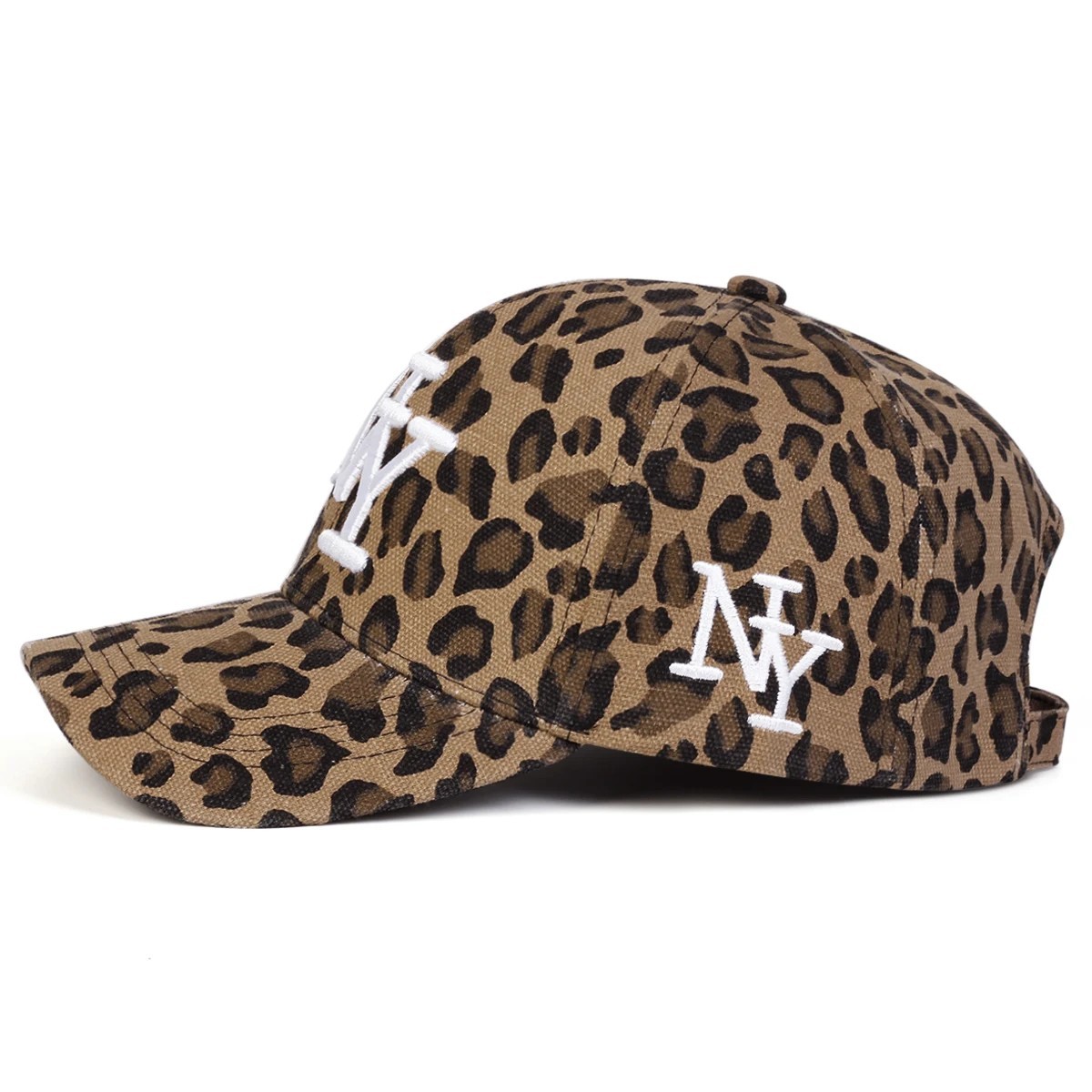 Leopard Print NY Baseball Cap Women Adjustable Trendy Streetwear Hat
