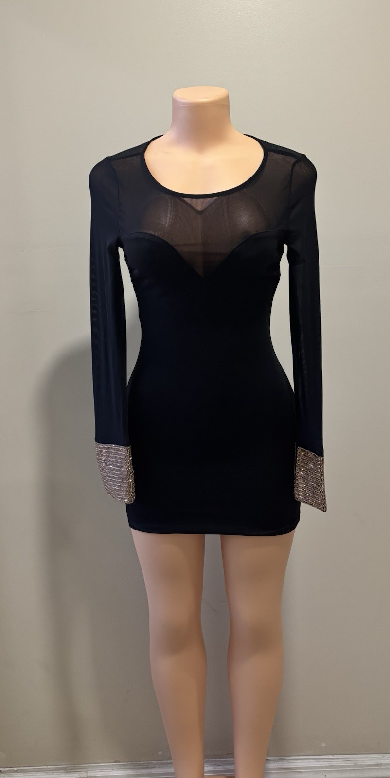 fashion nova Short Long Sleeve Dress With Gold Bling On Cuff