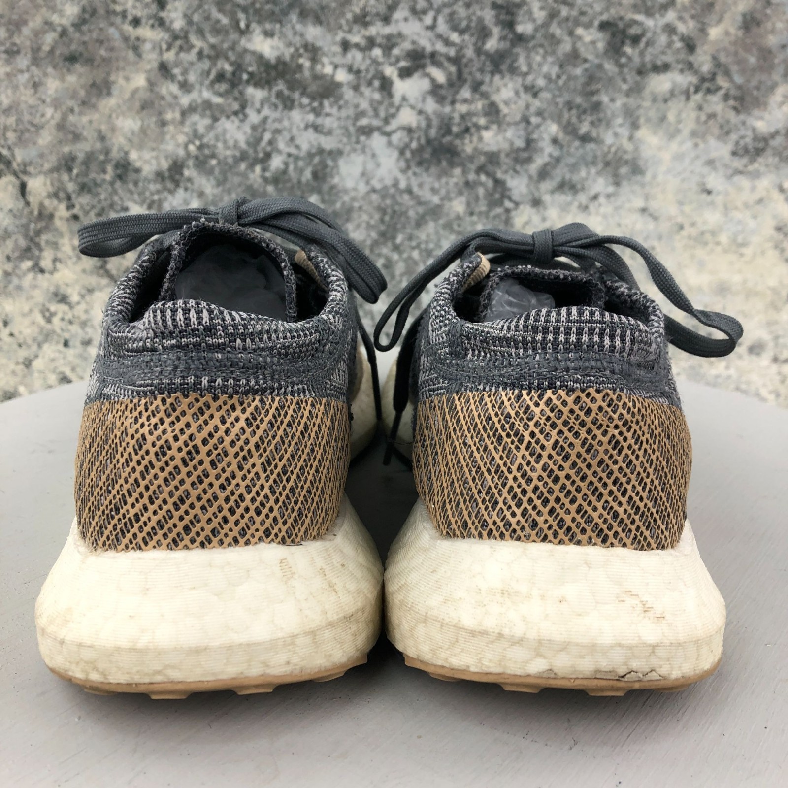 Adidas Men’s Size 8 PureBoost Go Grey Pale Nude Lace-Up Running Sneakers B37806