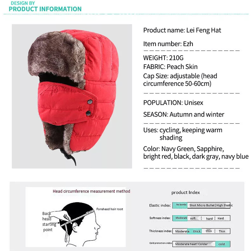 Winter Ear Flap Thermal Hat Fur Warm Snow Ski Cap Hat Face Mask for Cold Weather