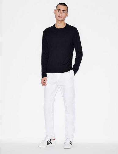 Armani Exchange Men’s Slim-Fit Cotton Chino Pants,White, 31 R .