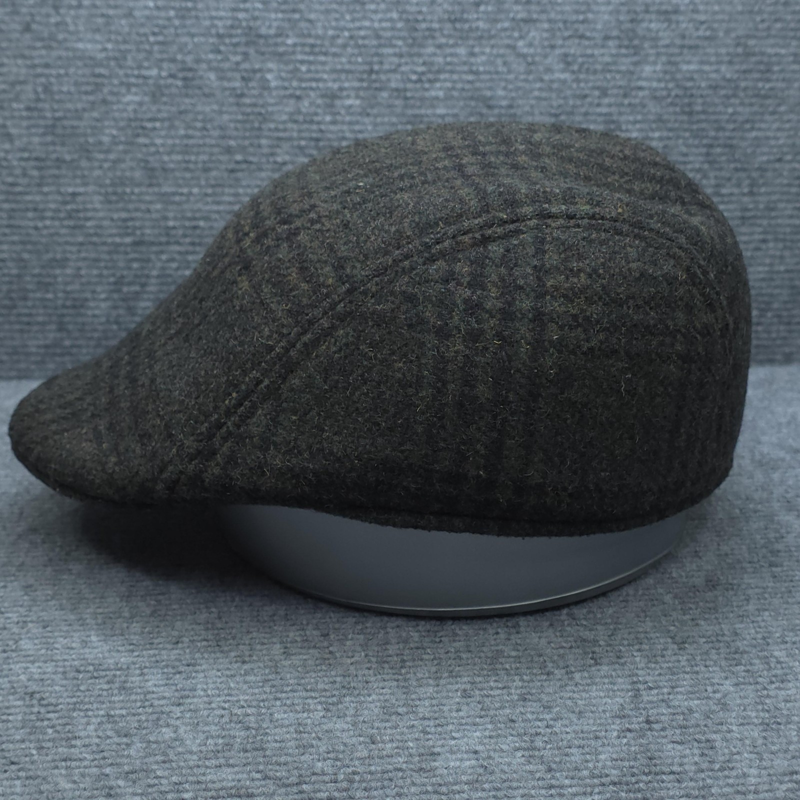 Flat Cap Ivy Hat Mens One Size Green Plaid Wool Blend Ear Flap Lined Winter