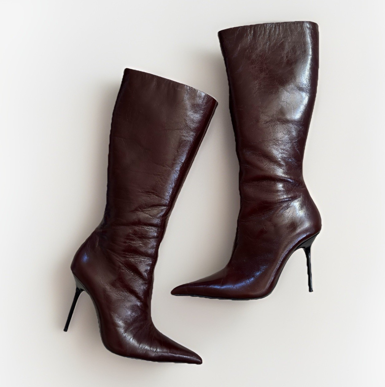 ZARA THIN HEEL LEATHER BOOTS 9US/40EU – 3003/410