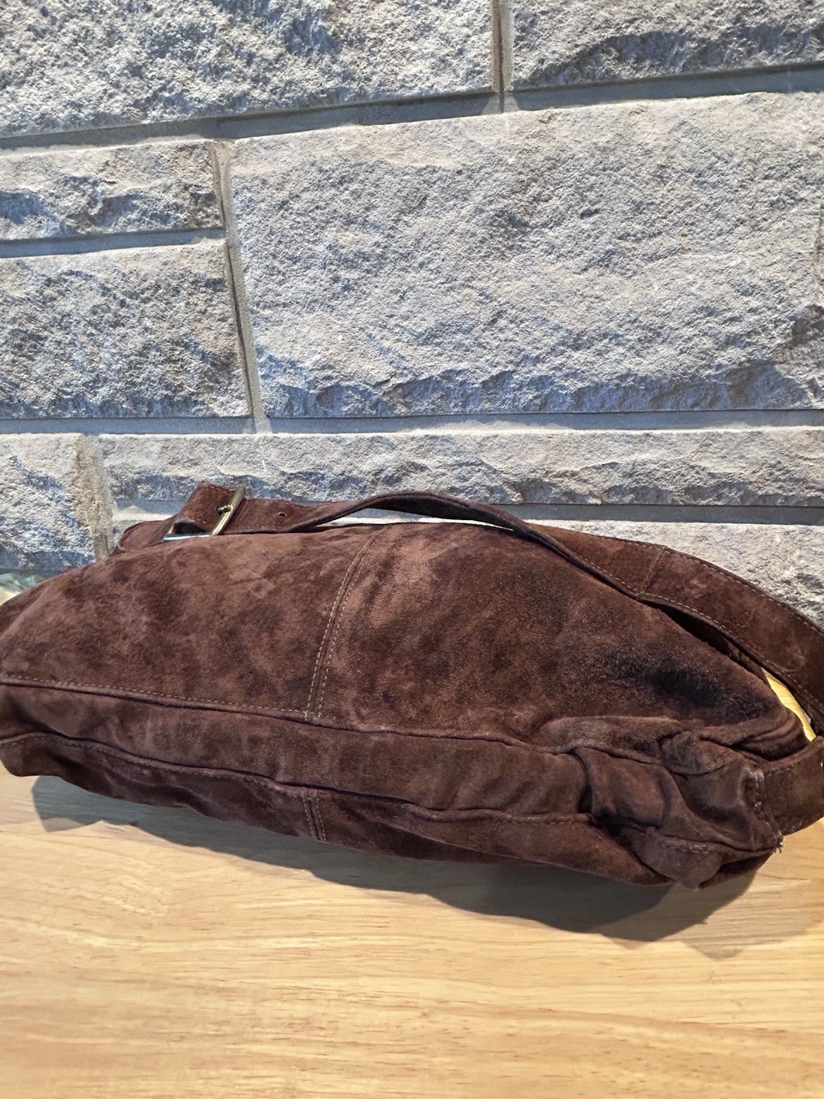 Vintage Meyers New York Brown Suede Shoulder Bag with Attached Coin Purse