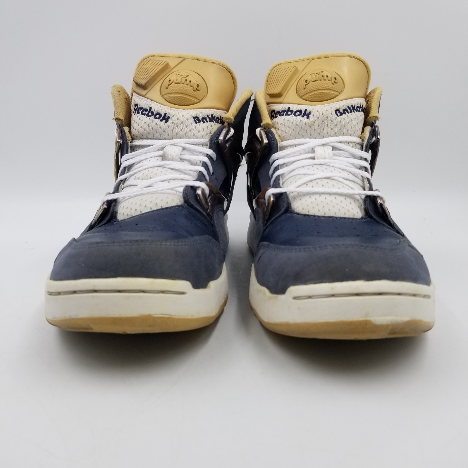 Reebok Pump Omni Lite “Navy Brass” Rare Mens 8.5 Blue Tan