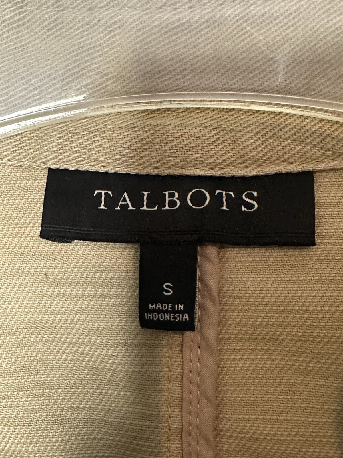 Talbots Jacket Womens Small Tan Utility Safari Military Button Cotton Khaki
