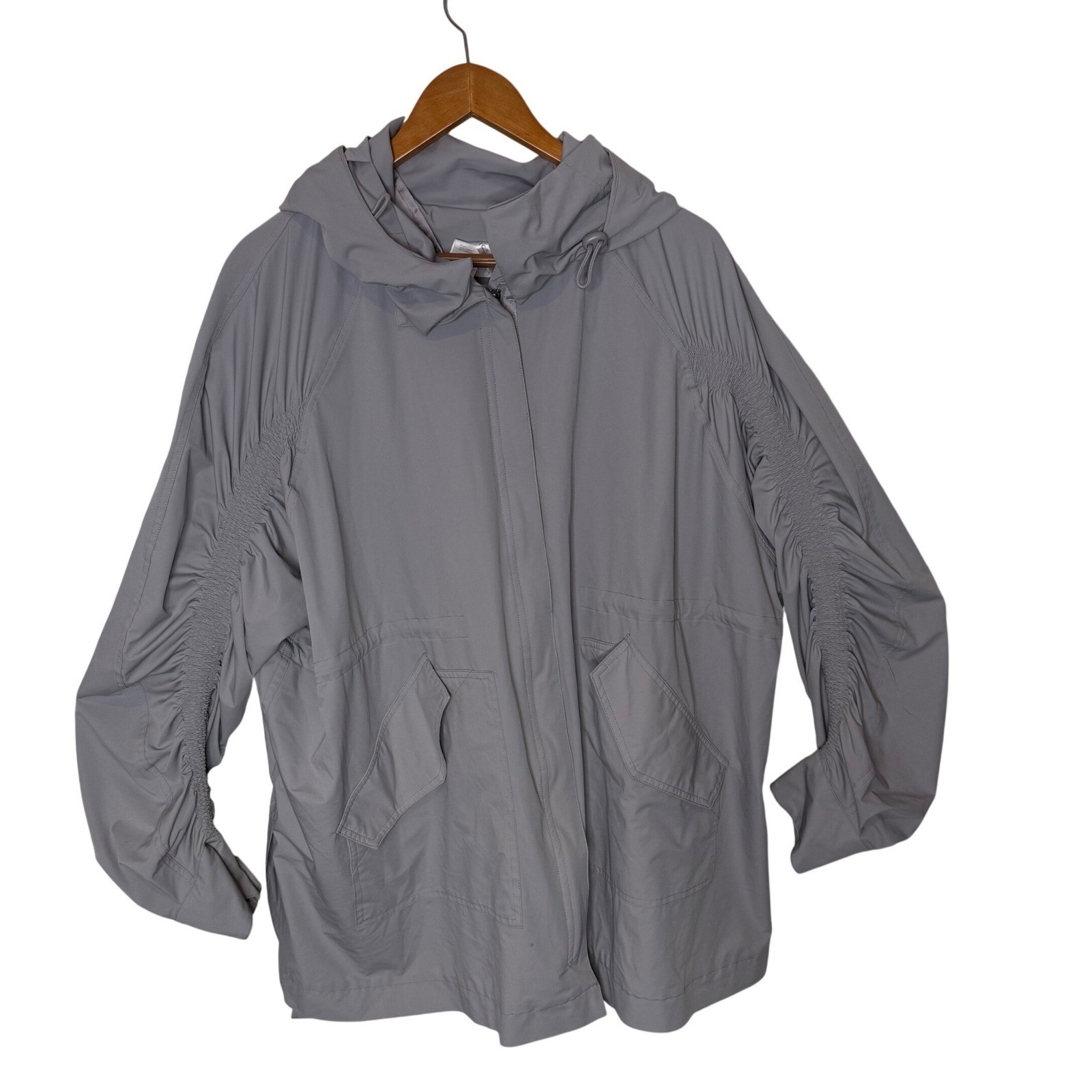 Oversized Water Resistant Hooded Womens Jacket Size M Gray Gorpcore Minimalist
