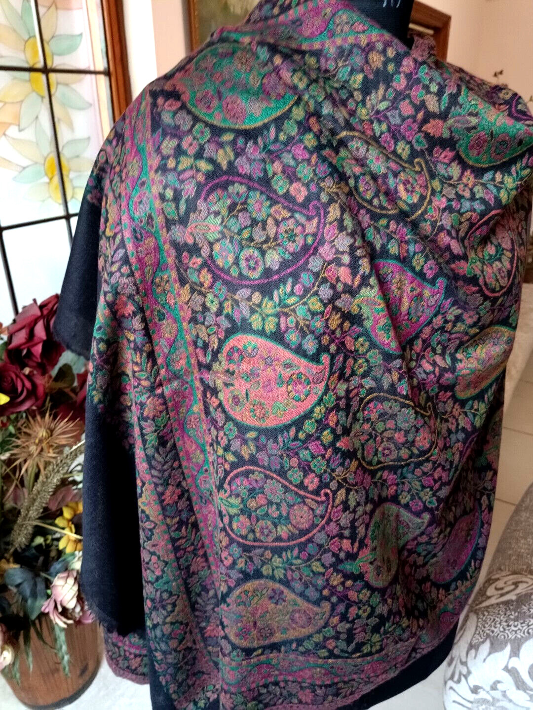 KANI JAMAVAR SCARF Black Paisley soft STOLE Handcrafted 100% Cashmere Pashmina