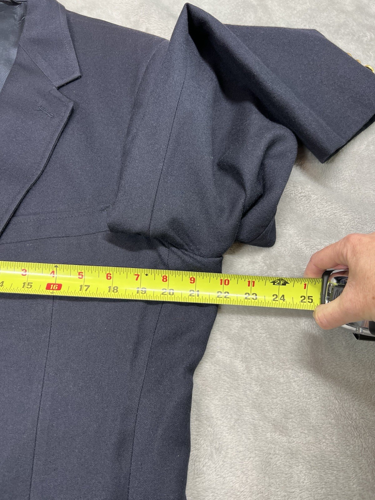 Stafford Blazer Mens 44XL Extra Long Navy Blue Wool Gold Button Sport Coat