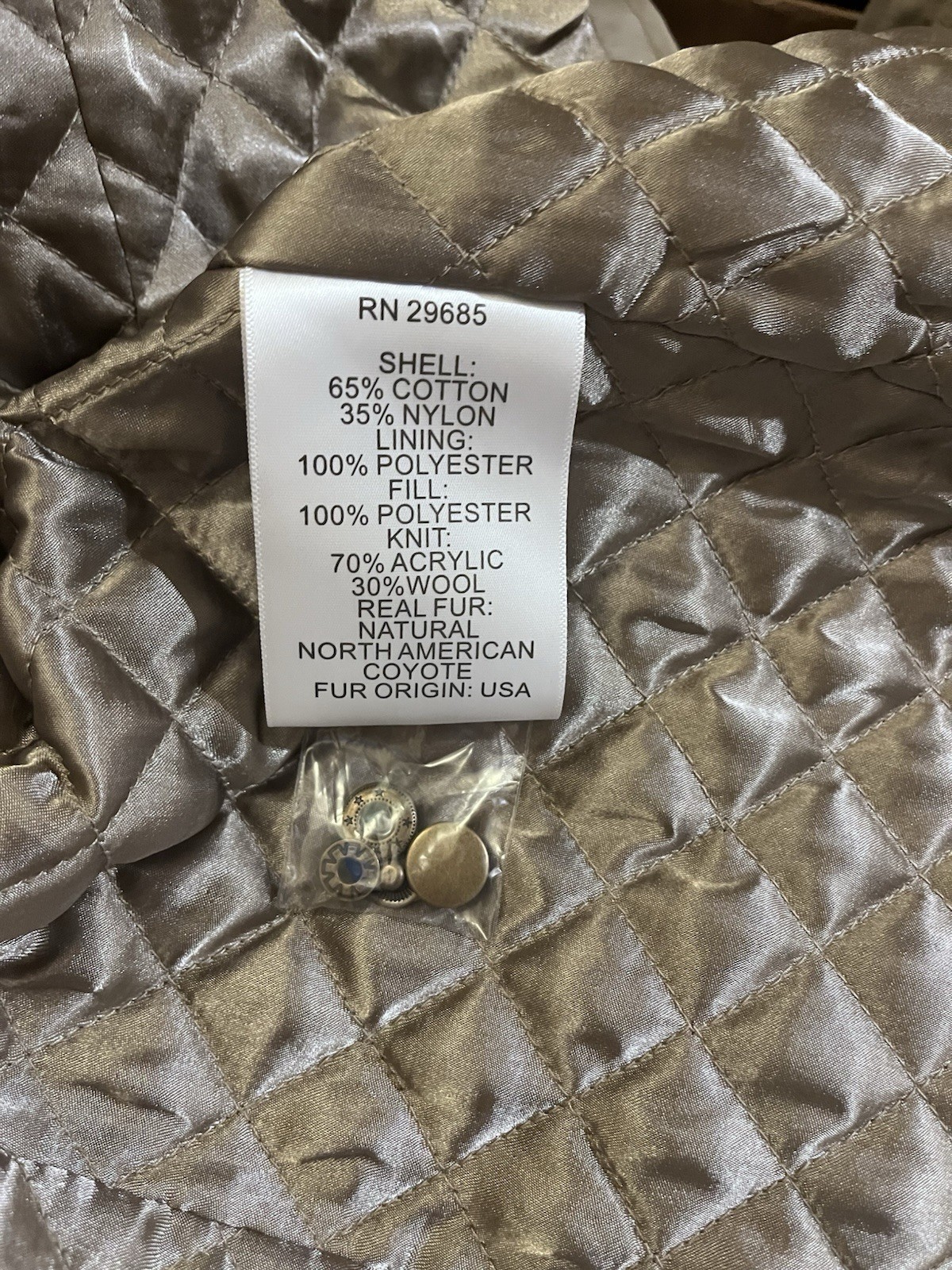 Pendleton Belted Beige Parka Real USA Coyote Fur Hood Quilted Lining Sz Xl