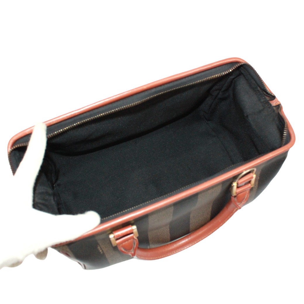 FENDI Mini Boston bag Pecan Pattern Handbag PVC/leather black brown khaki Women