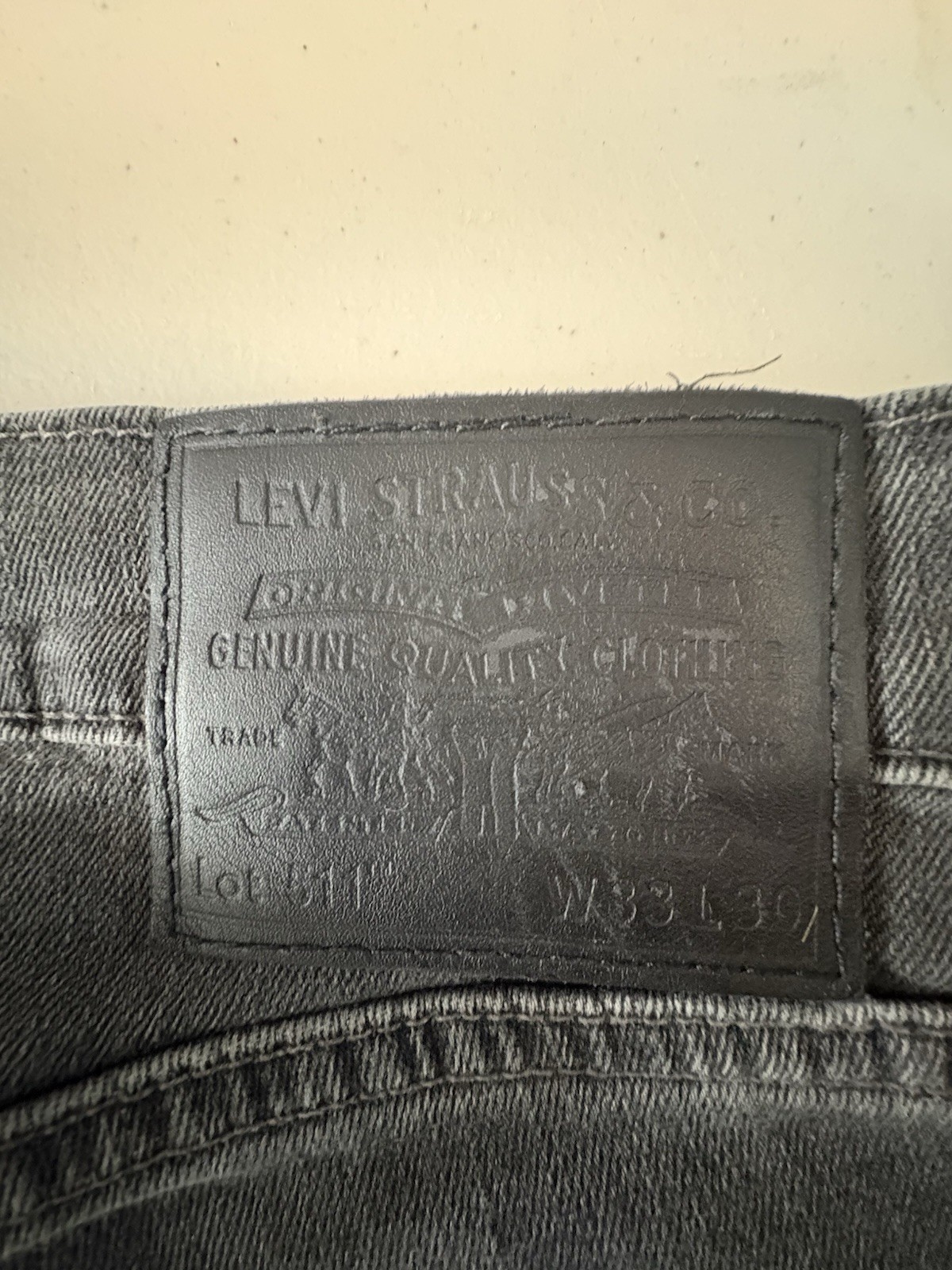 Levi’s 511 Big E Premium Slim Fit Stretch Jeans Faded Black Denim Men’s 33×30