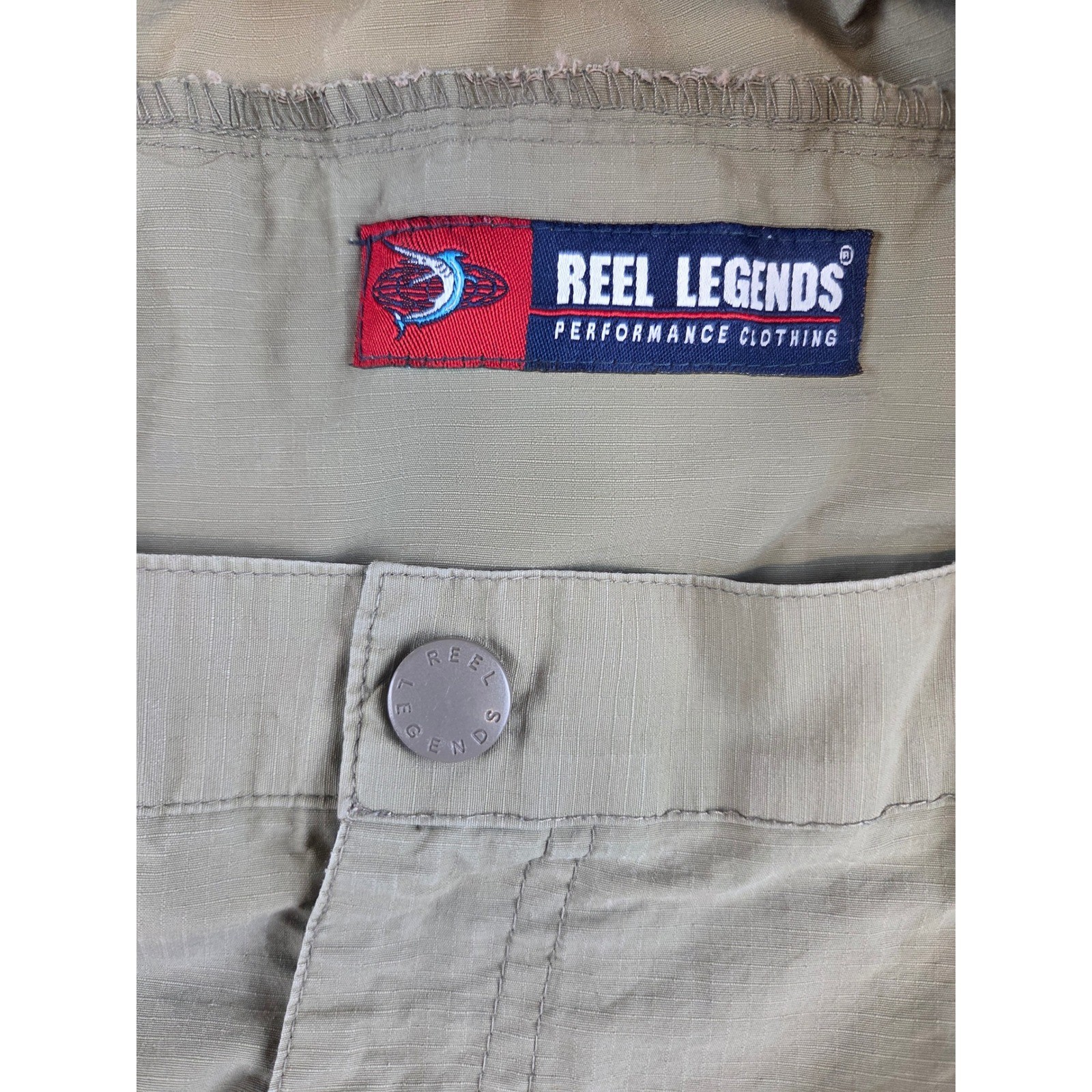 Reel Legends Mens Cargo Shorts 36 Khaki Tan Ripstop Performance Fishing Hiking