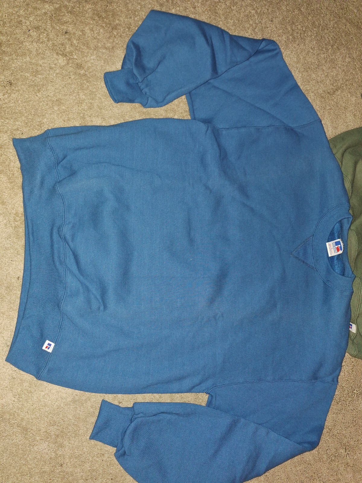 2 VINTAGE Russell Athletic Sweatshirt Mens Large Crewneck 90s Logo Blank USA