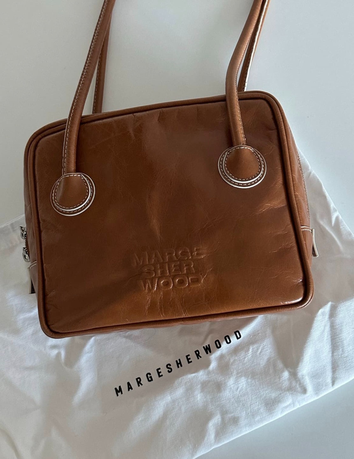 MARGE SHERWOOD PIPING Shoulder brown crinkle K-Designer Bag
