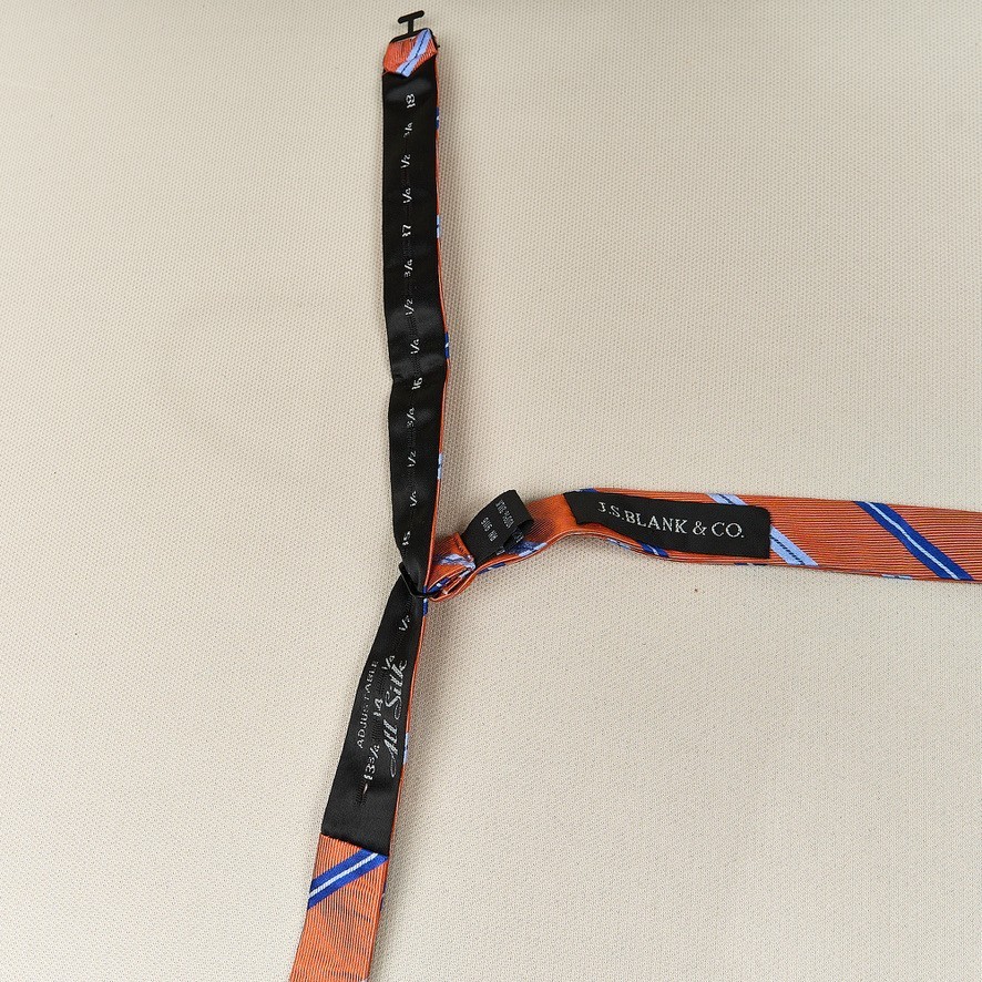 J.S. Blank & Co Silk Bow Tie Orange Blue Stripes Self Tie Classic Adustable