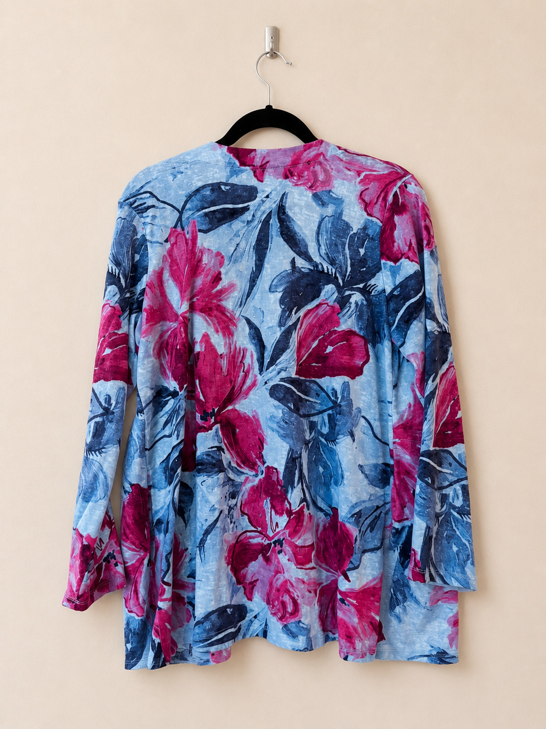 Denim & Co. Petite Printed Slub Knit Cardigan Duster – MP Blue Floral