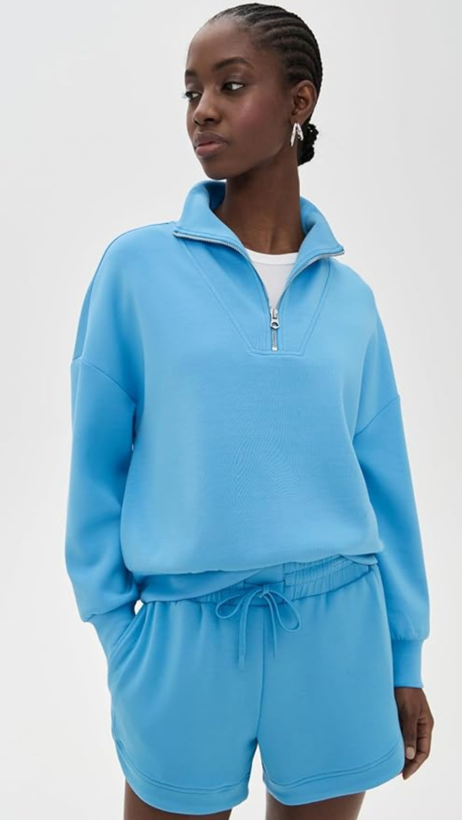 Varley Womens Hawley Half Zip Sweatshirt Double Soft Blue Size L New w/ Defects