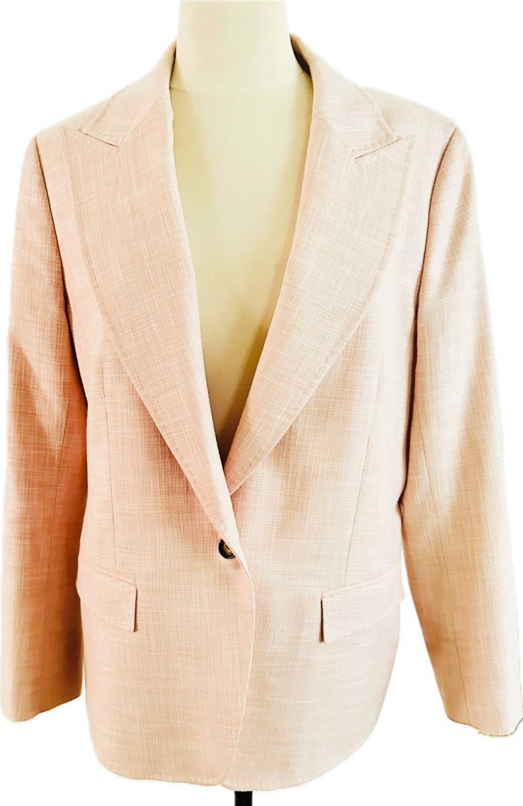 Lafayette 148 NY Womens Italian Fabric Lapel Soft Pink Blazer Jacket, Size 12