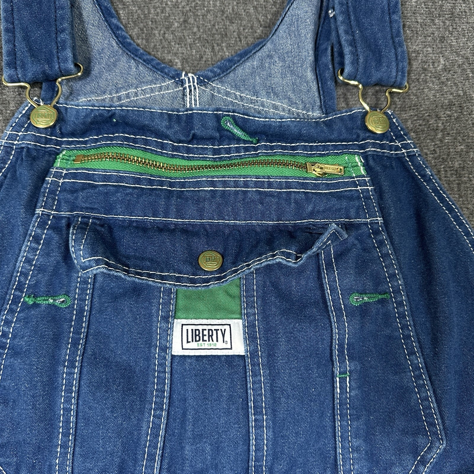 Liberty Overalls Mens 40×32 Hammer Loop Tool Pocket Carpenter Bib Green Trim Y2K