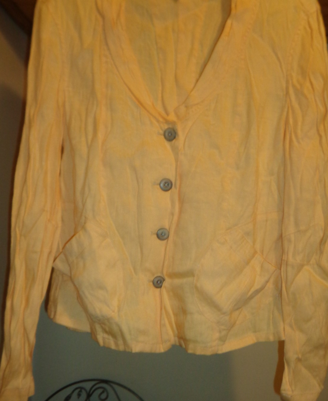 COLDWATER CREEK YELLOW SHAWL COLLAR LINEN “BYE” BLAZER JACKET NWT $99 SZ 10