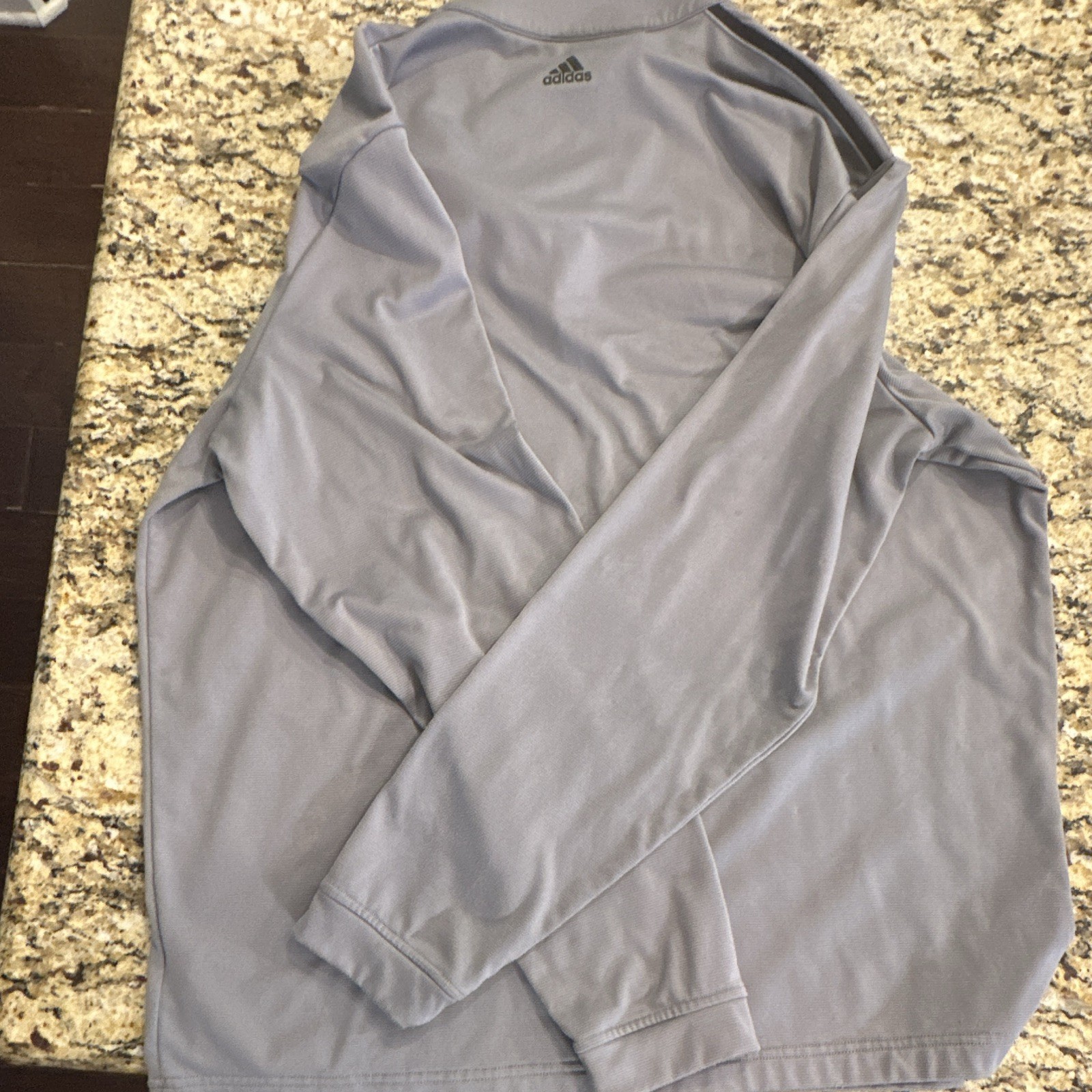 adidas Men’s L Gray 1/4 Zip Mock Neck Pullover Polo Polyester Logo