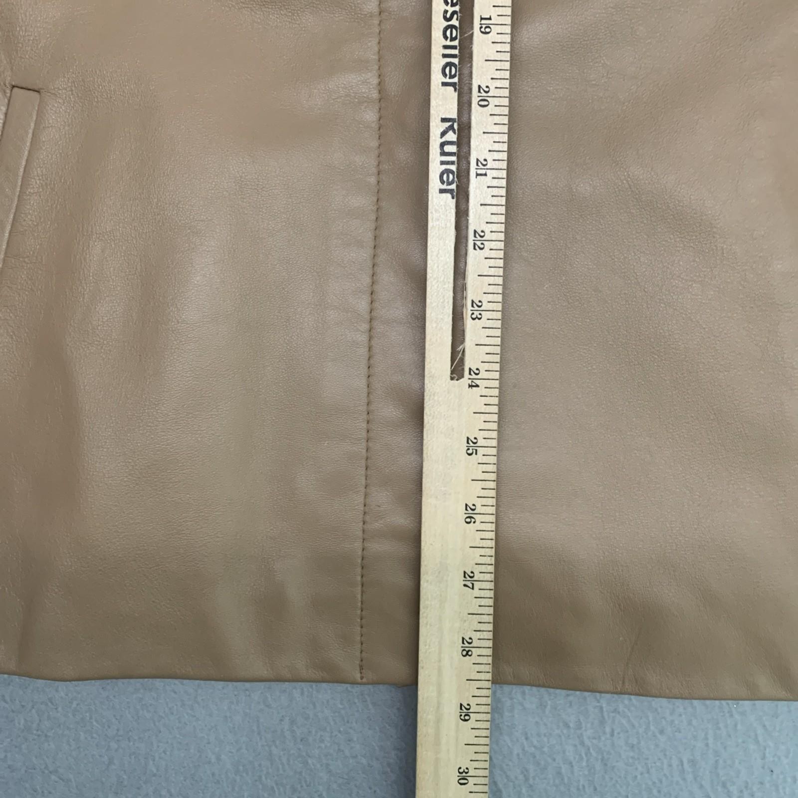 Preston & York Lamb Skin Carmel Leather Embossed Hidden Button Jacket Women’s L