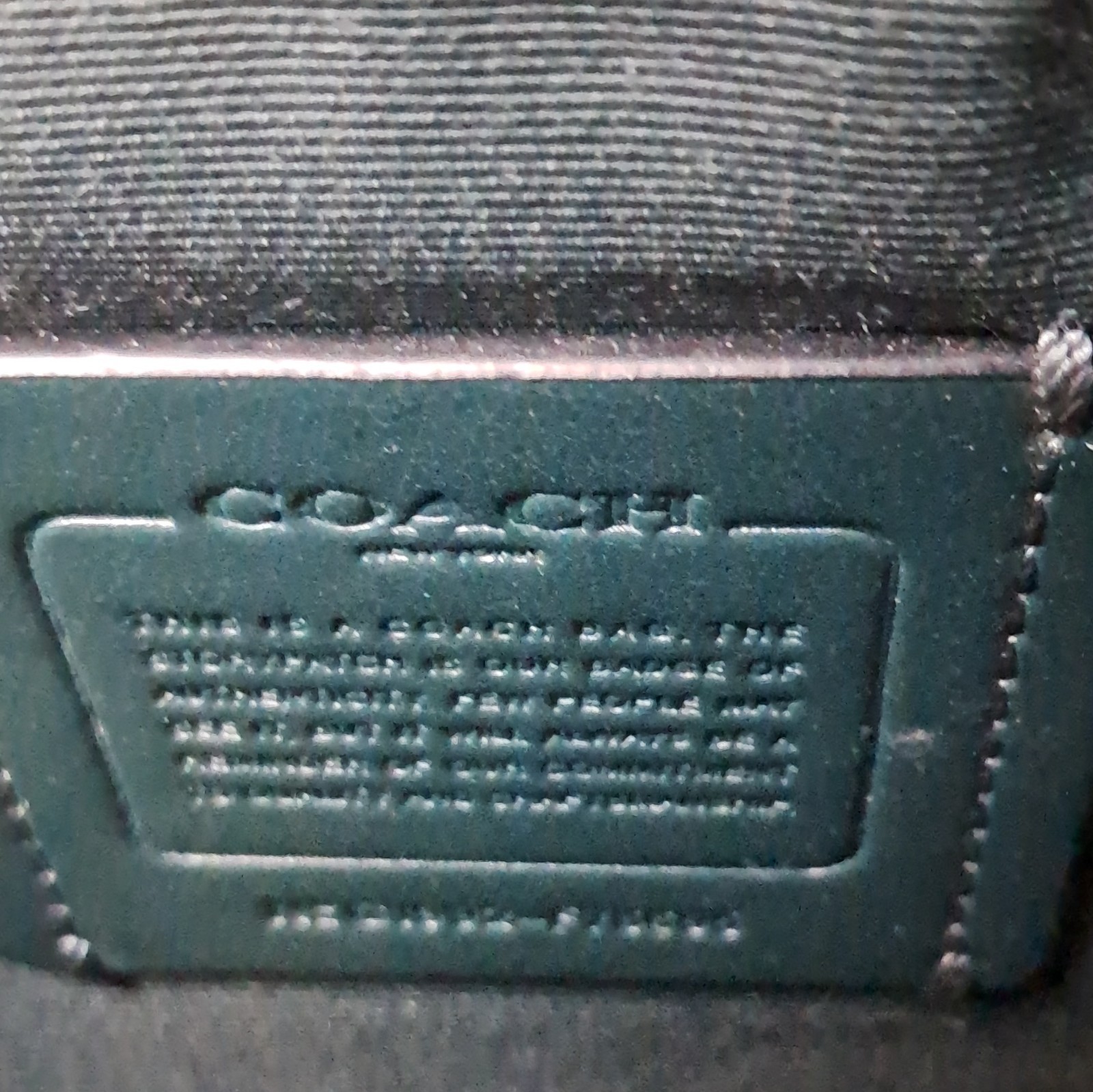 Coach Green Pebbled Small Crescent Shoulder Bag Zip, Gold Hardware, Strap