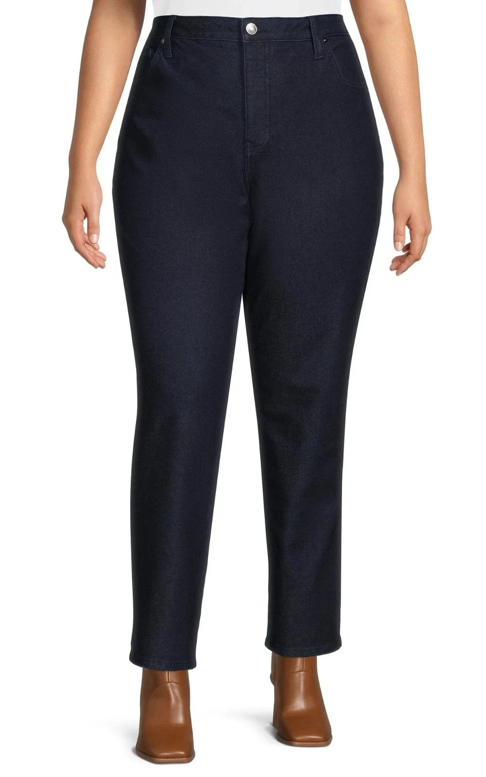Terra & Sky Women’s Plus Size Skinny High Rise Jeans, Dark Wash