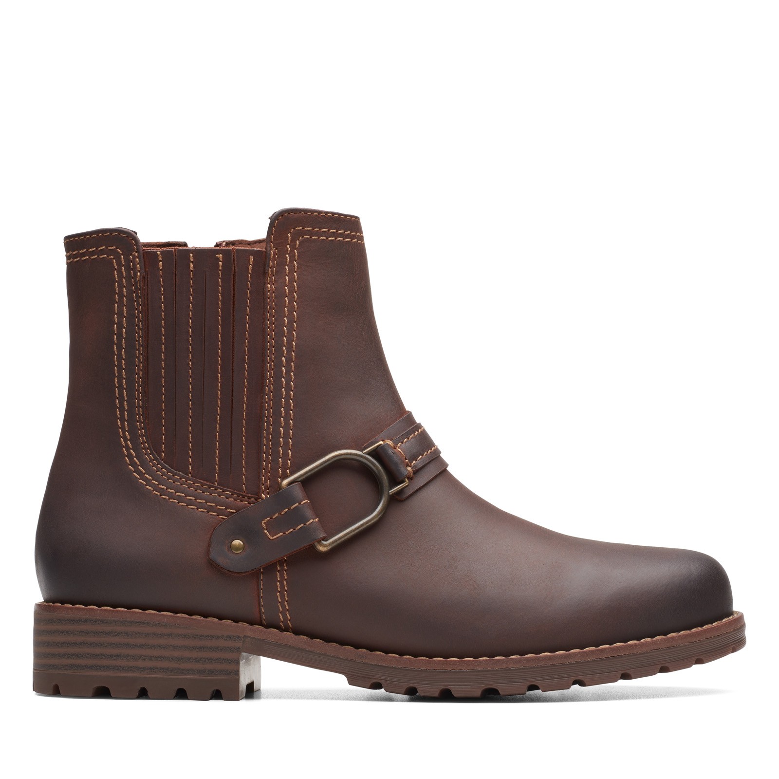 Clarks Aspra Buckle 26174953 Womens Brown Leather Zipper Casual Dress Boots