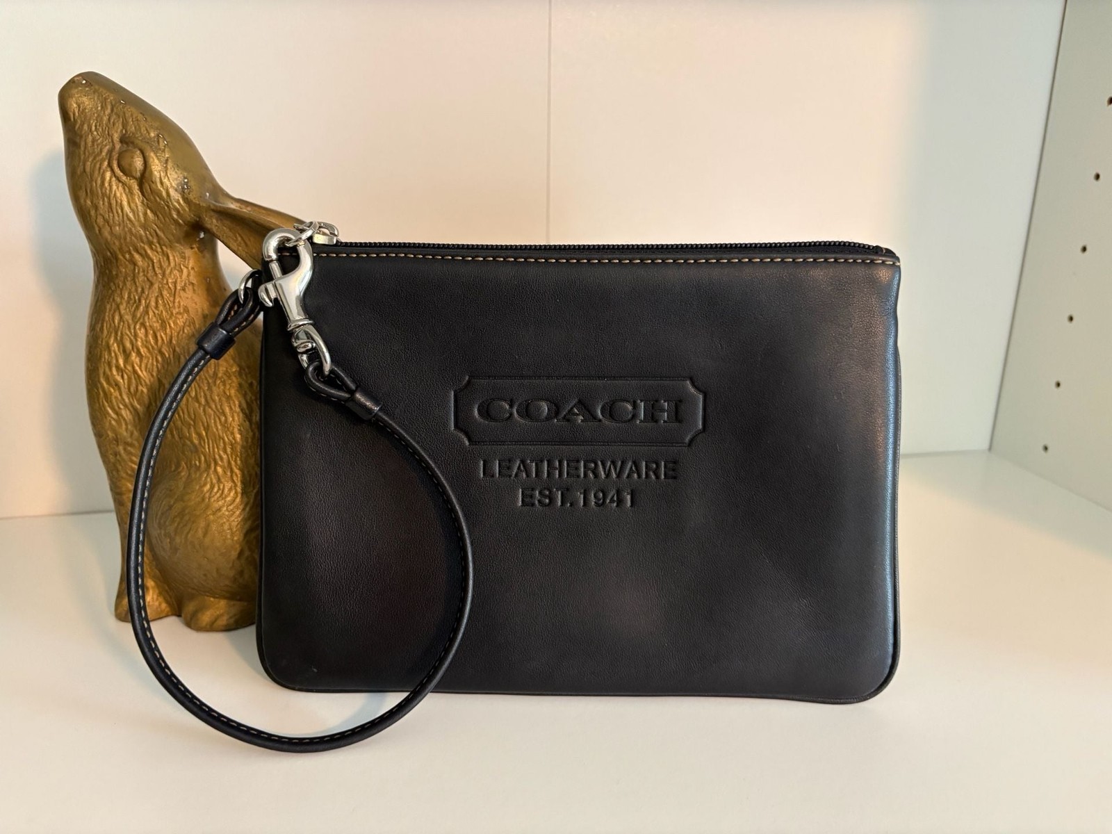 Coach Leatherware Est. 1941 Debossed Leather Wristlet