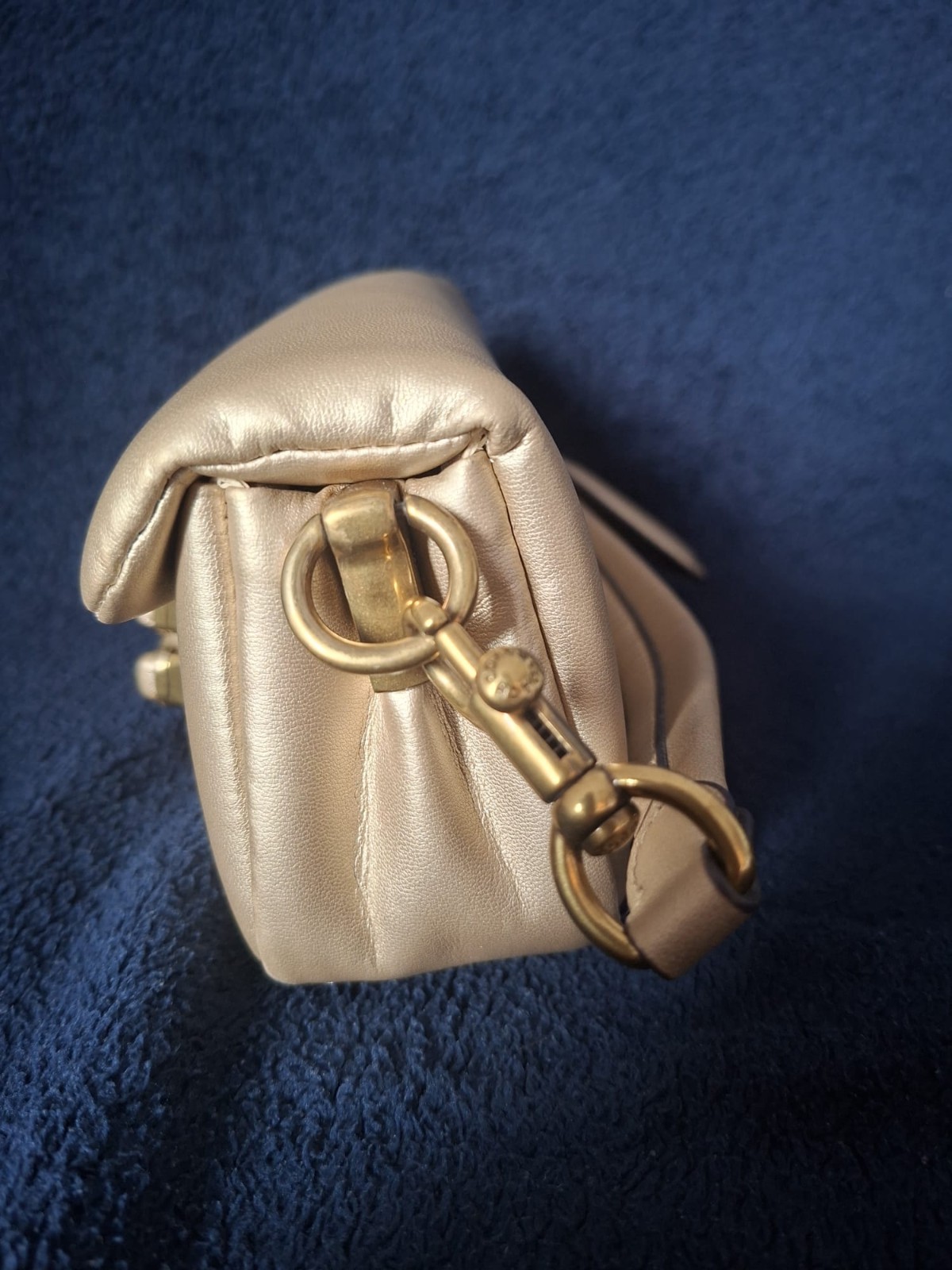 Coach Pillow Tabby Shoulder Bag Gold Beige Leather