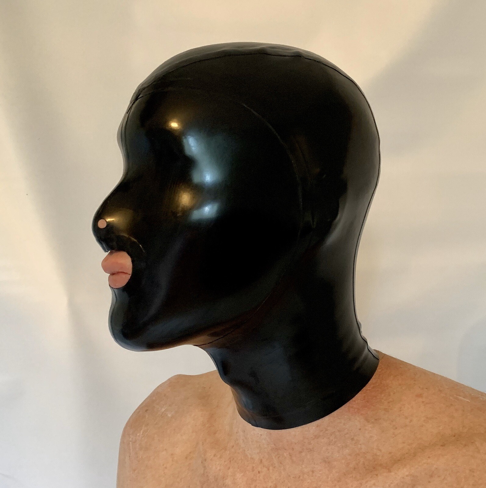 Hood Mask Cosplay Rear Zipper 0.4 mil 100% Latex Rubber Open Mouth and Nose