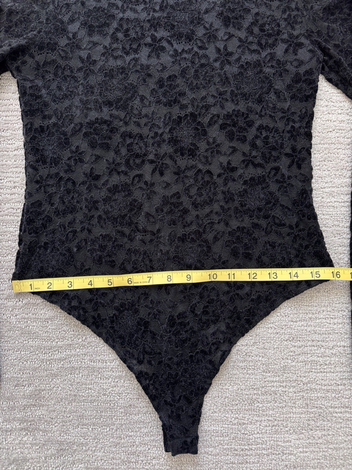 Steve Madden Cassi Black Lace Mock Neck Long Sleeve Bodysuit L Gothic Romantic