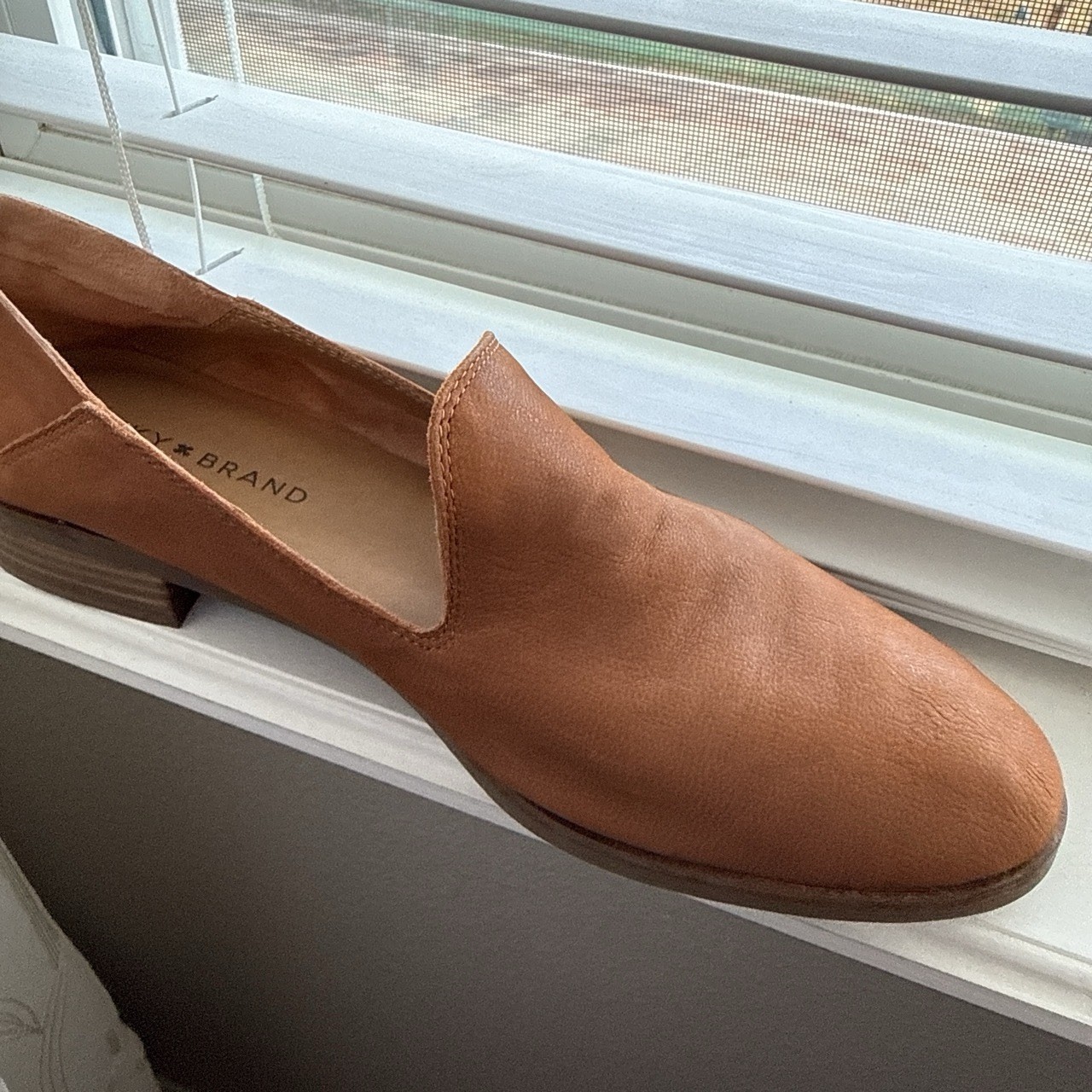 Lucky Brand Shoes Womens Size 9 Brown Leather Aiken Ankle Bootie Woven Heel