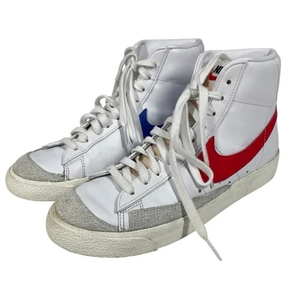 Nike Blazer ‘77 Mid Sneakers Retro Vintage Mens 7.5 White Red Blue BQ6806-11