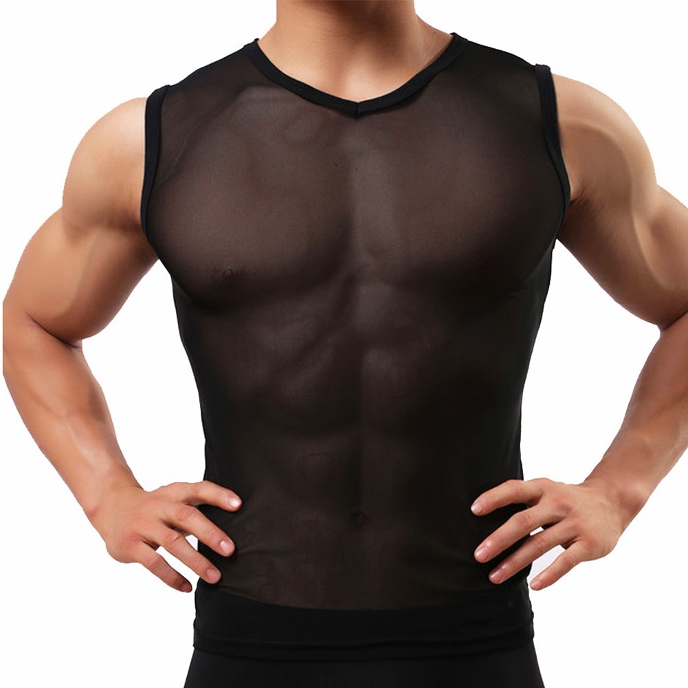 T-Shir Vest Basic Design Basic Tee Beach Clubwear Fishnet T-Shirt Running