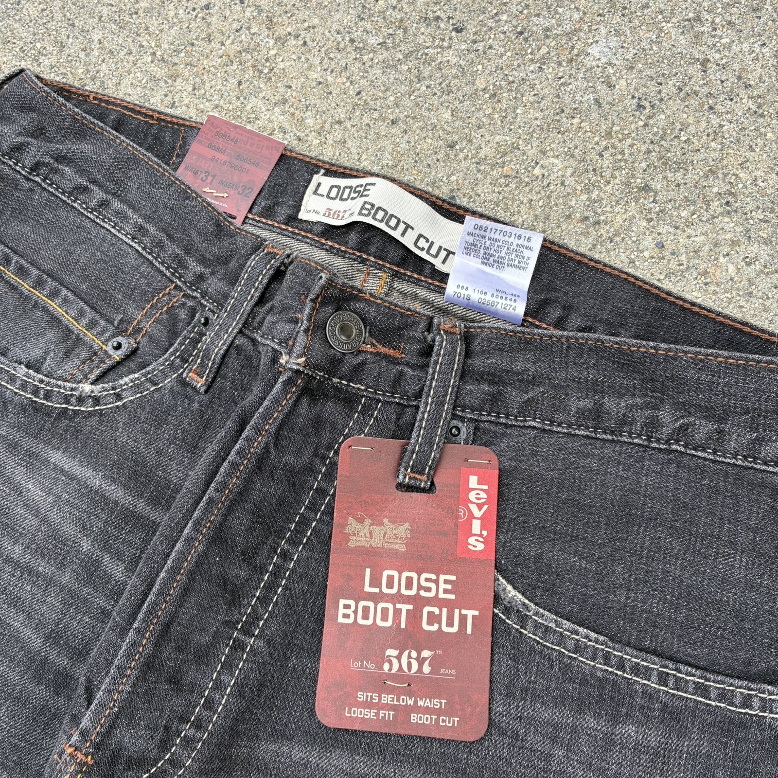 VTG Levi’s 567 Loose Boot Cut Black Jeans Men’s 31×32 DEADSTOCK