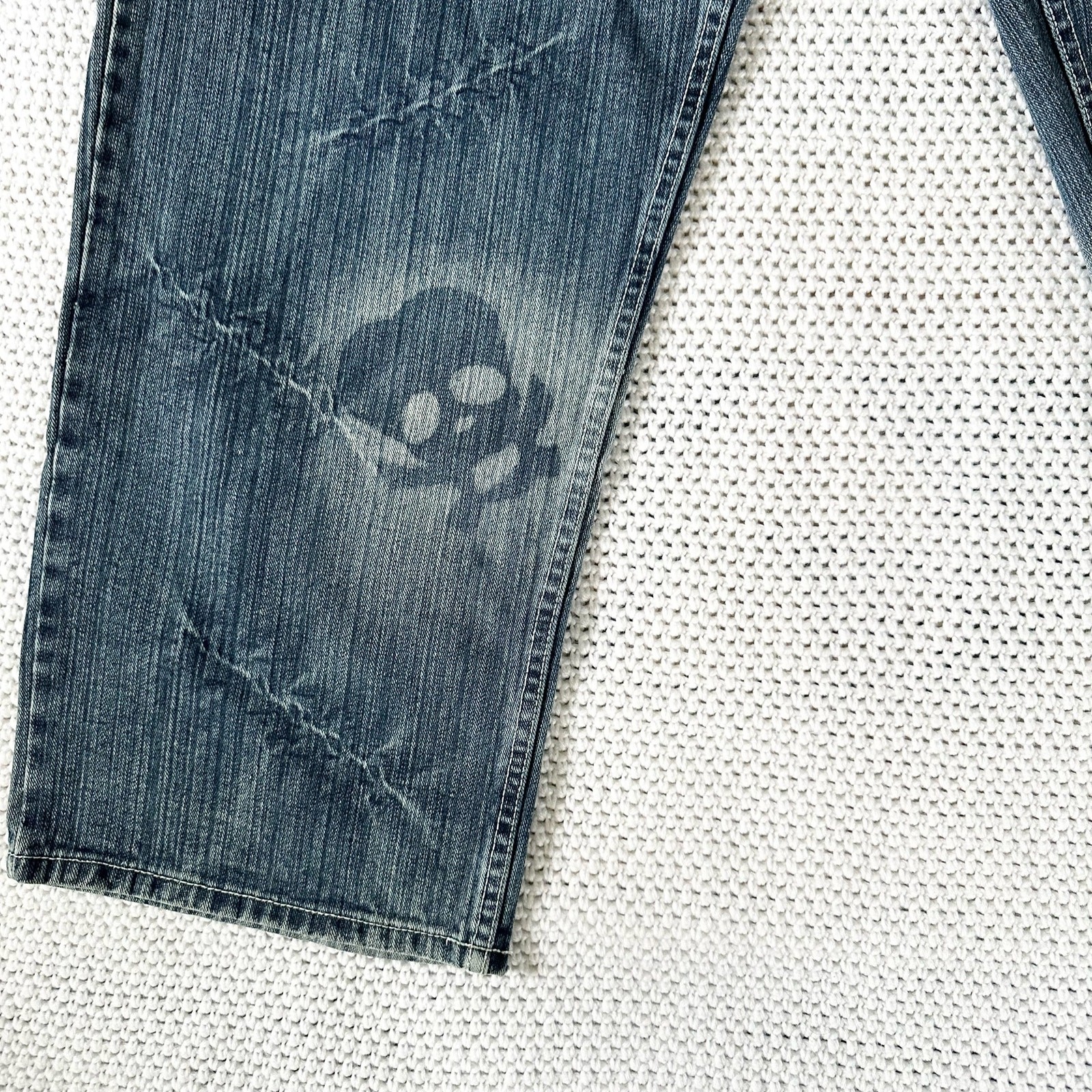 Muka Jeans Baggy Y2K Airbrushed Skull Stitches All Over Design Grunge Jeans 42