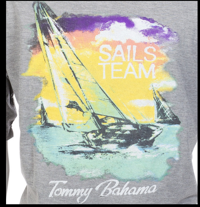$45 TOMMY BAHAMA Heather Grey SAIL’S TEAM Relaxed Fit Short Sleeve T-shirt NWT