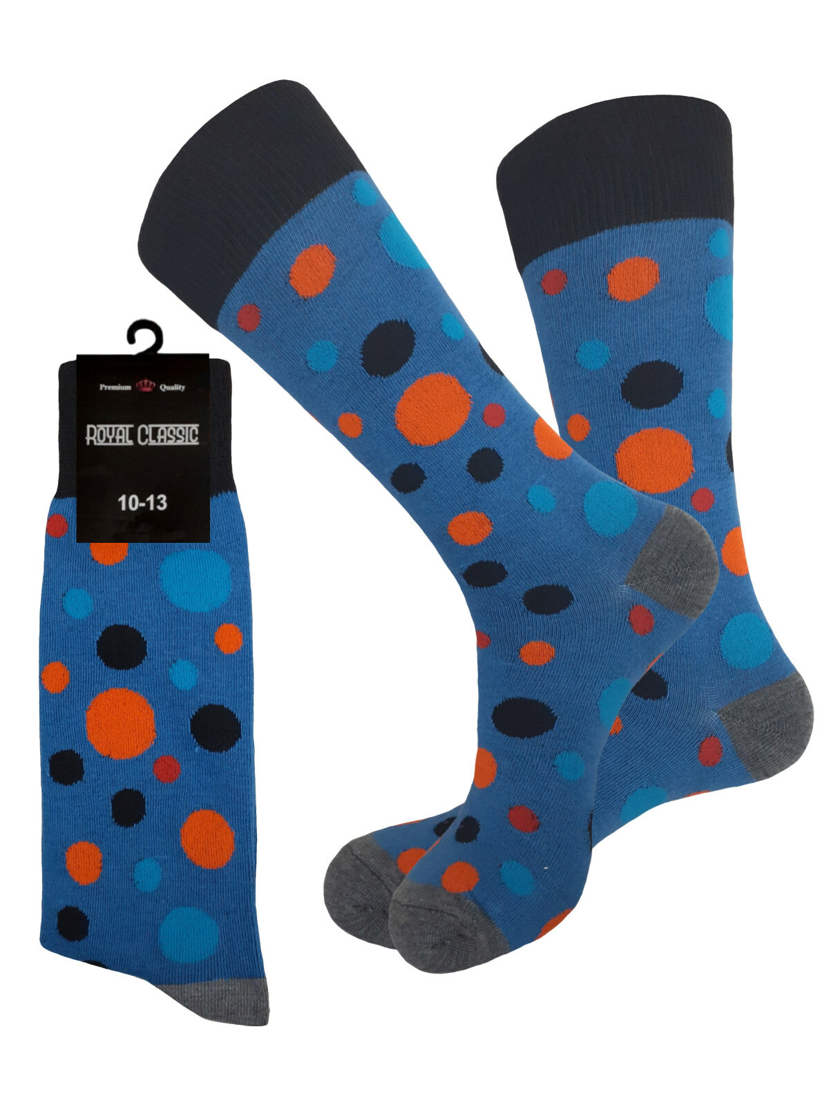 12 PK DRESS SOCKS FISRT QUALITY MULTI COLOR POLKA DOTS COTTON SOCKS 10-13
