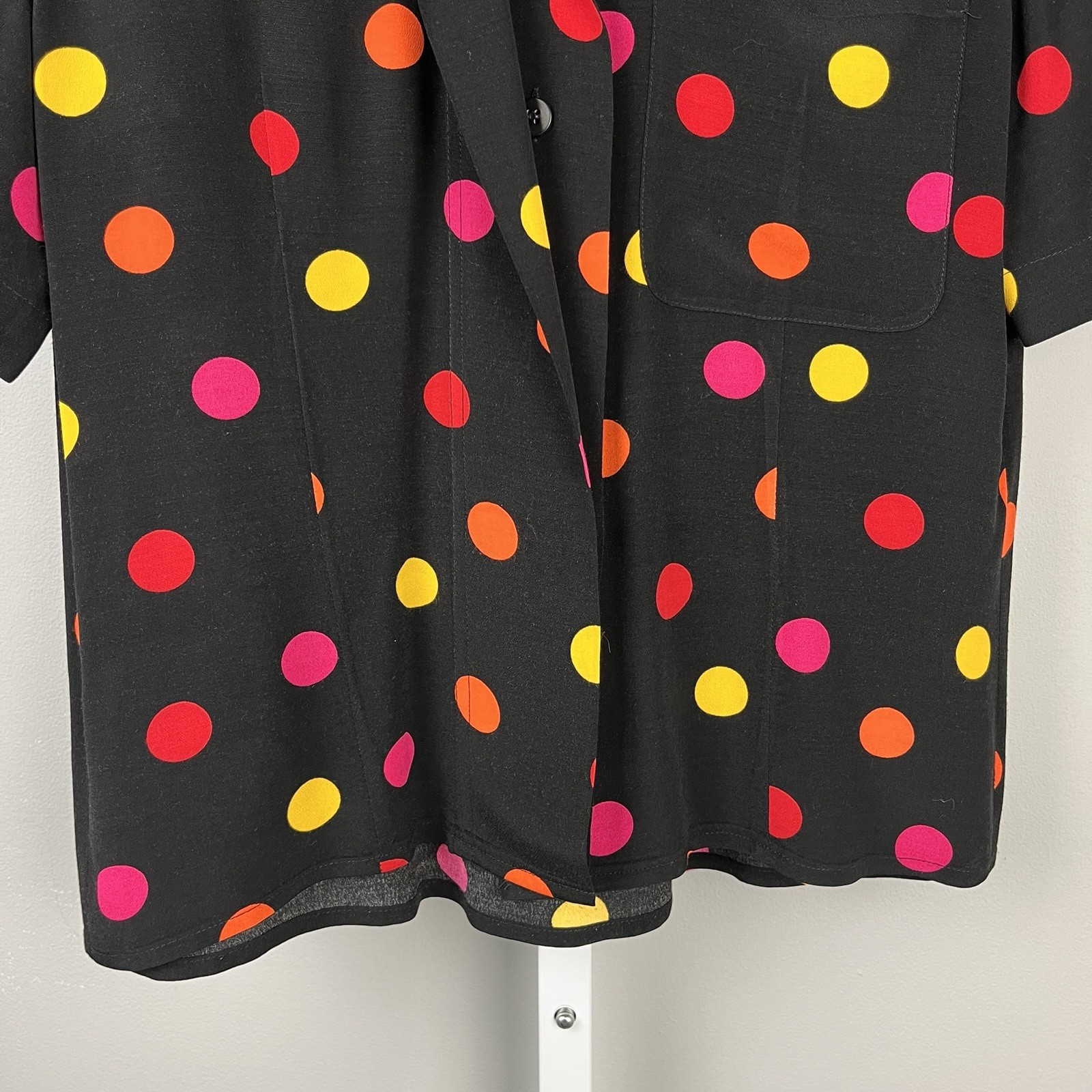 Jones New York Vintage Button Up Shirt Top Womens Size 4 Black Multi Polka Dot