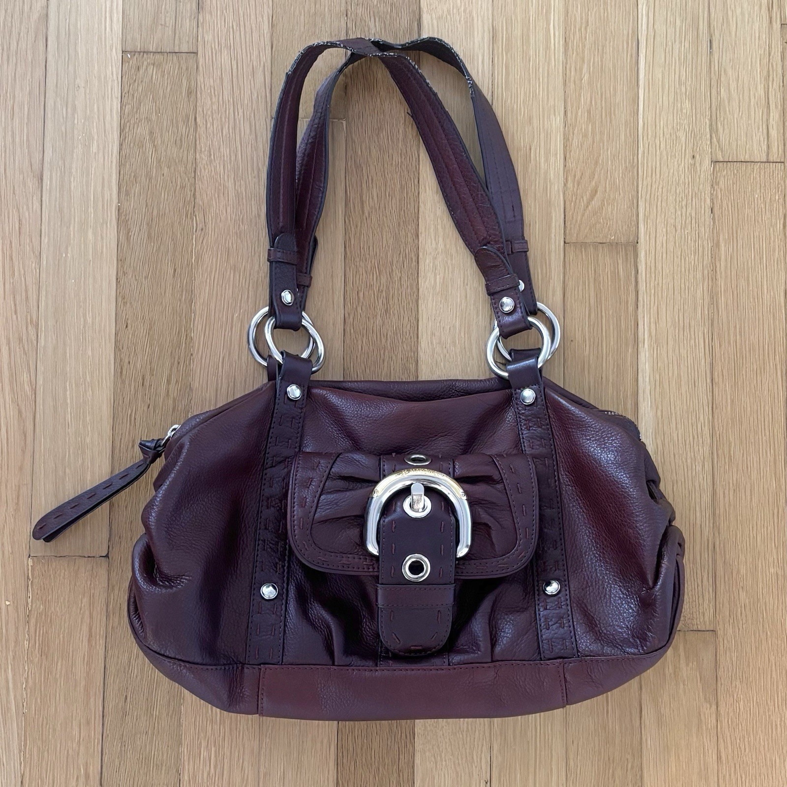 B Makowsky Ibiza Satchel Brandy Brown Leather Shoulder Bag Chocolate Purse Y2K