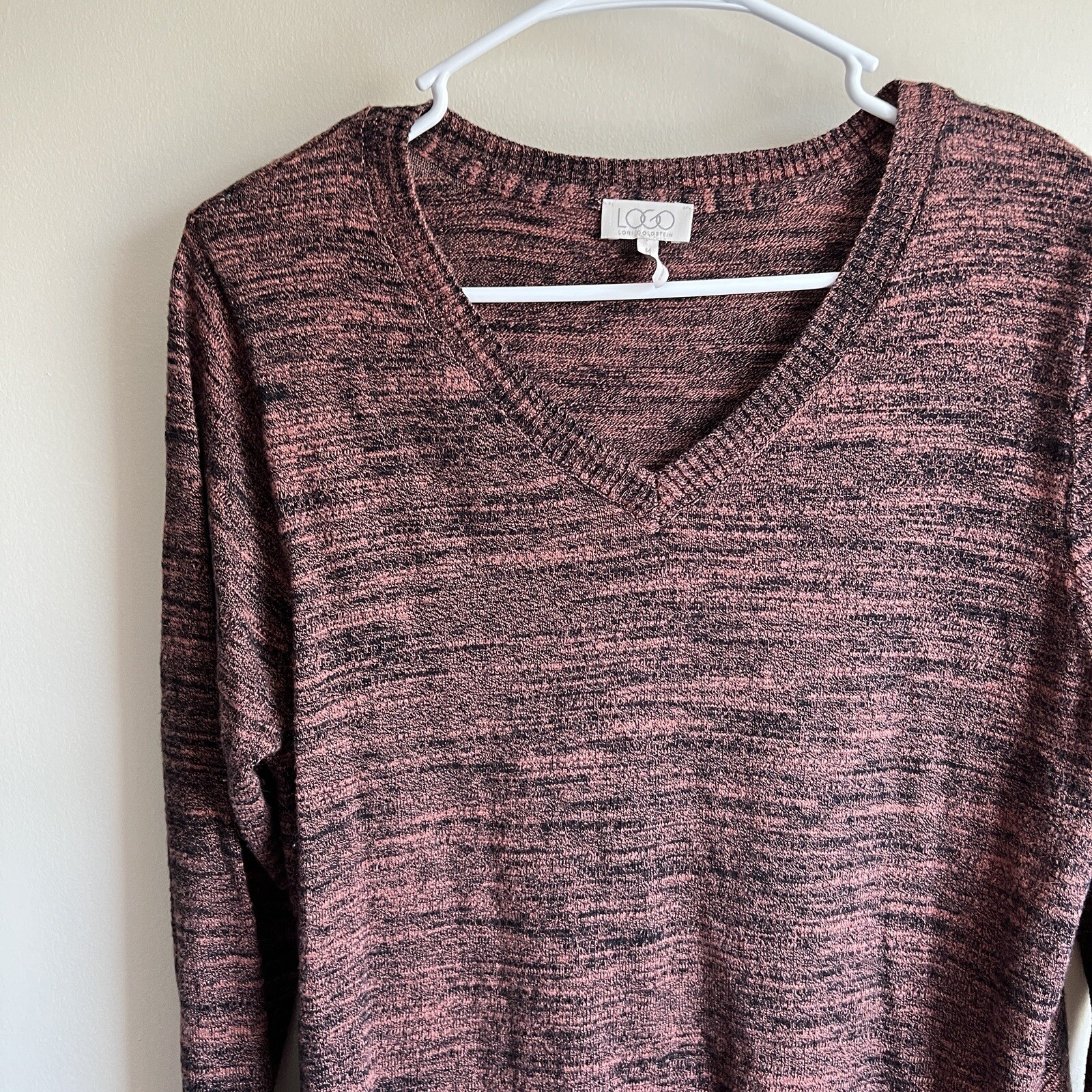 LOGO By Lori Goldstein Brown Orange Marled Cashmere Blend Tunic Sweater Medium