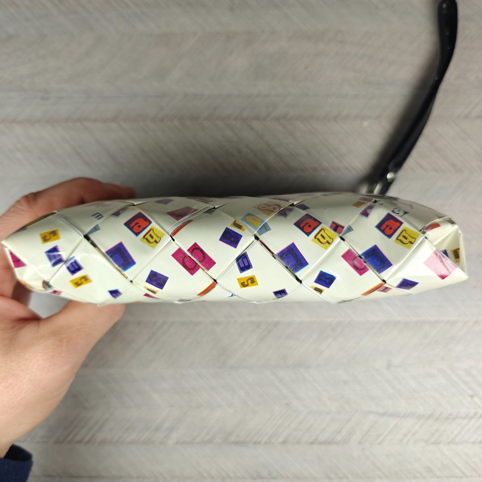 Nahui Ollin Woven Candy Wrapper Clutch Wristlet Zip Bag