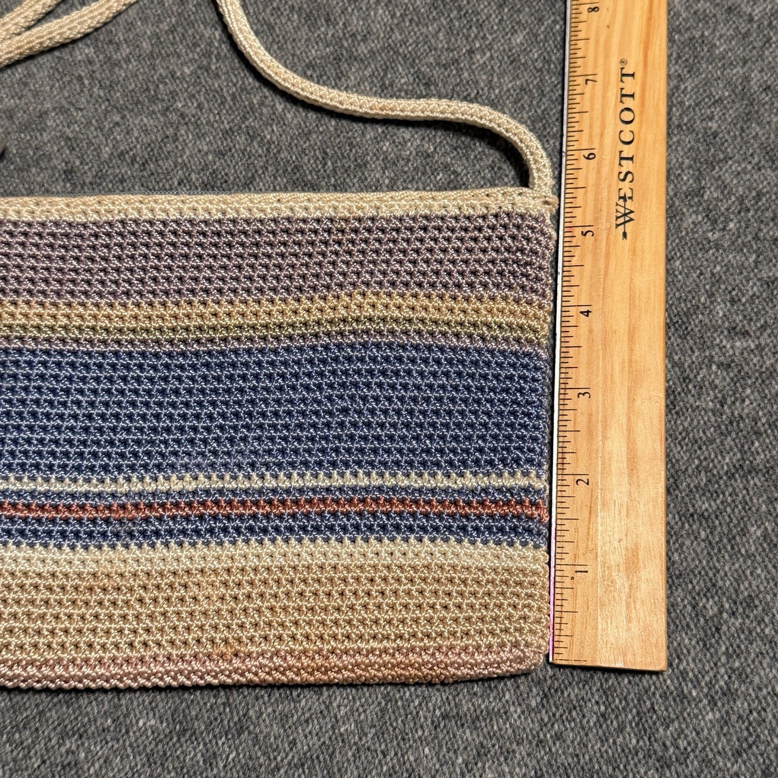 The Sak Crochet Crossbody Bag, Small, Striped Beige Blue Purple Pink Boho 2011