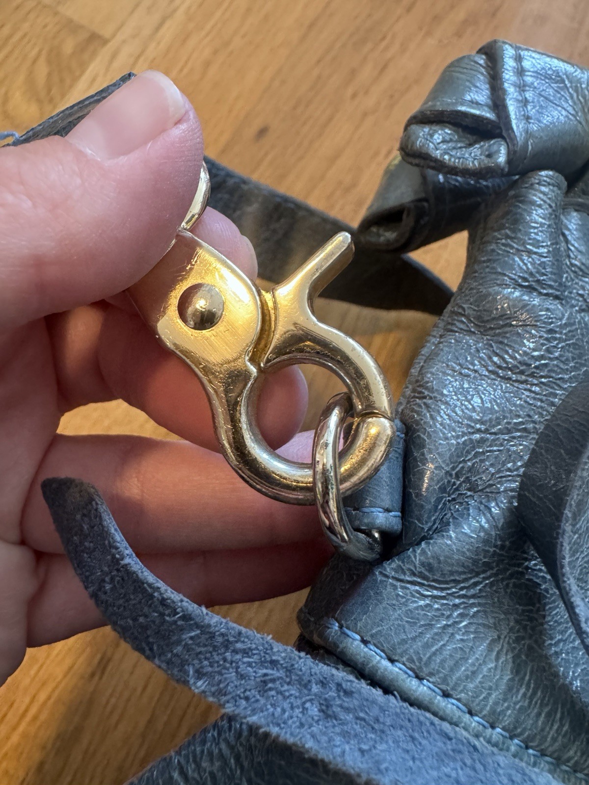 Foley+Corinna BlueGreen Satchel Top Handle, Detachable Strap, Zip, Gold Hardware