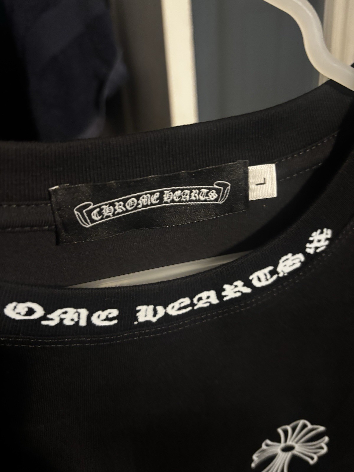 Chrome Hearts Men’s Black Graphic Logo Crew Neck Short Sleeve T-Shirt Size L